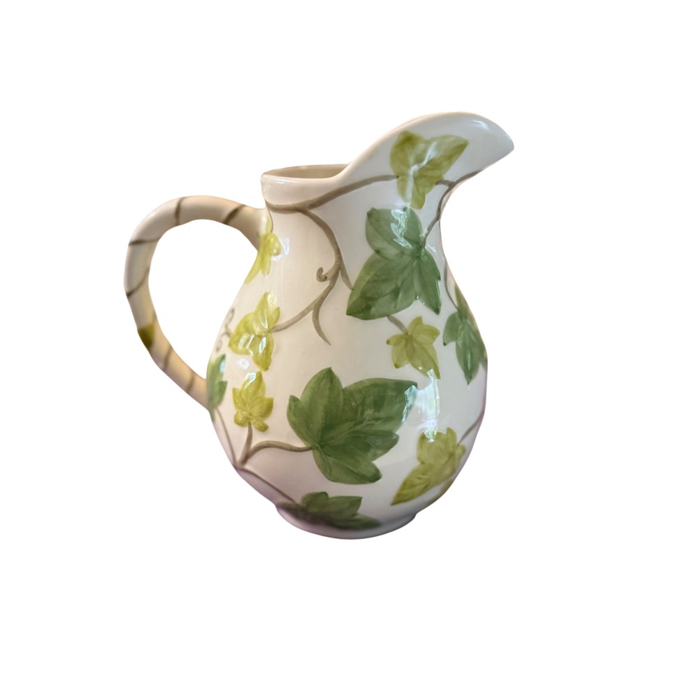Franciscan Ivy Pitcher Made in Portugal Green Leaf Ceramic Creamer Jug